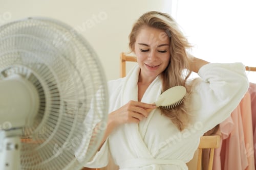 Preview: Young Woman Brushing Hair