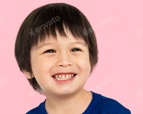 Preview: Happy little Asian boy, smiling face portrait