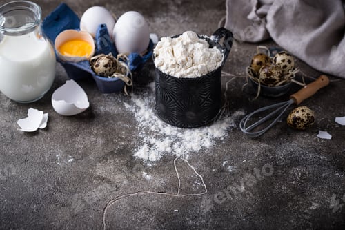 Preview: Baking ingredients with flour and eggs