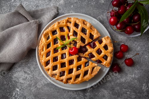 Preview: Delicious cherry pie with fresh cherries