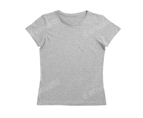 Preview: Stylish gray female T-shirt isolated on white, top view