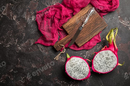 Dragon Fruit Still Life with Cutting Board