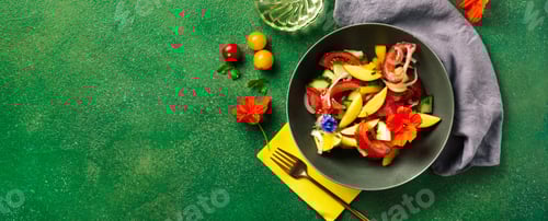 Preview: Green vegetables and fruits summer salad