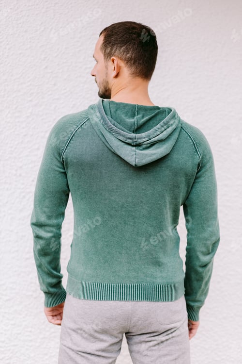 Preview: Placeit man wearing sweatshirt mockup back