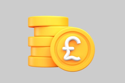 Preview: British pound currency coins stack