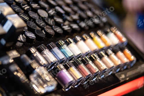 Preview: Set of cosmetics on shelves in beauty store