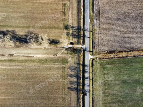 Preview: Drone shot of a field during late Autumn