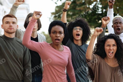 Preview: Multiethnic protestors striking against racism on the street