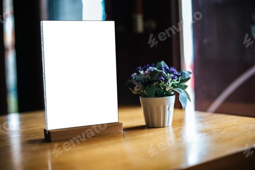 Preview: Blank white menu on table at restaurant