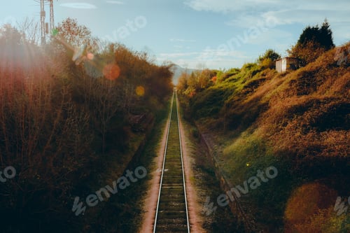 Preview: Railway between plants on hills