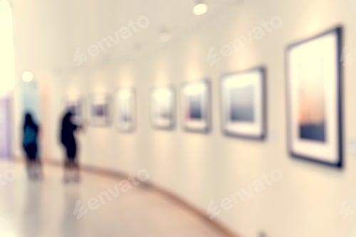 Preview: People enjoying an art exhibition