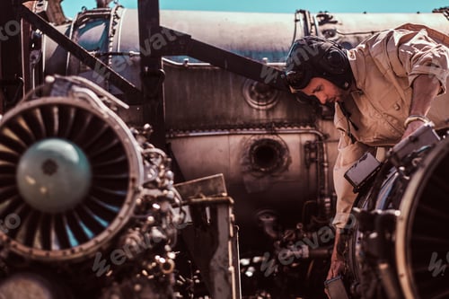 Preview: Worker is focused on jet's engine.