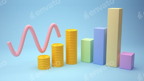 Preview: Financial data chart on blue background 3d render