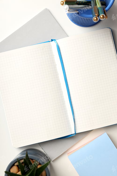 Preview: Concept of accessories for office or study, space for text