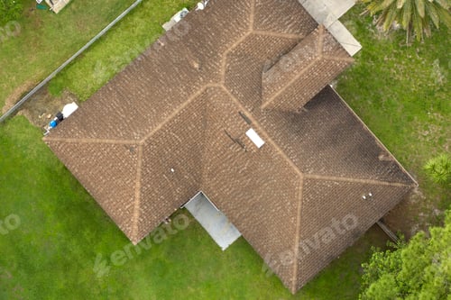 Preview: Aerial view of typical contemporary american private house with roof top