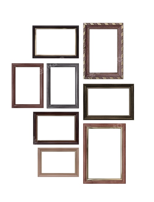 Preview: Set of empty picture frames with free space inside, isolated on white