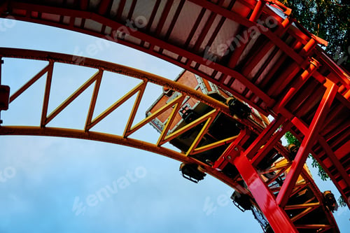 Preview: Part of roller coaster at summer day