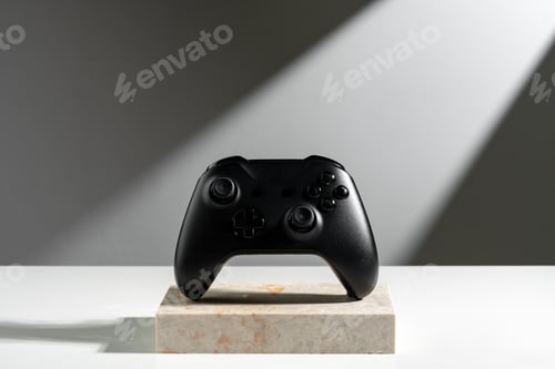 Preview: Joystick on sunlight against gray background close up