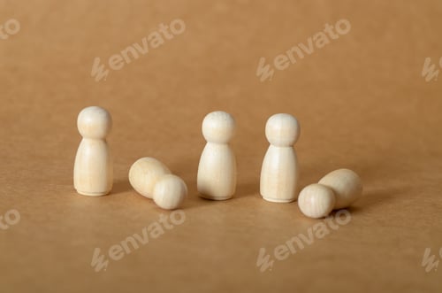 Preview: Minimalist Wooden Figures on Brown Backdrop