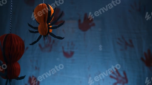 Preview: giant spider on halloween background