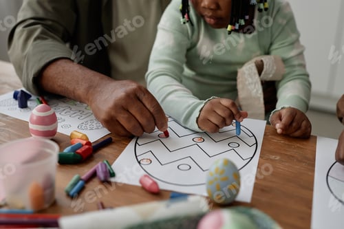 Preview: Crafting Easter Eggs Drawing on Wooden Table