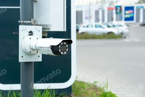 Preview: Modern CCTV camera at the entrance to the car park