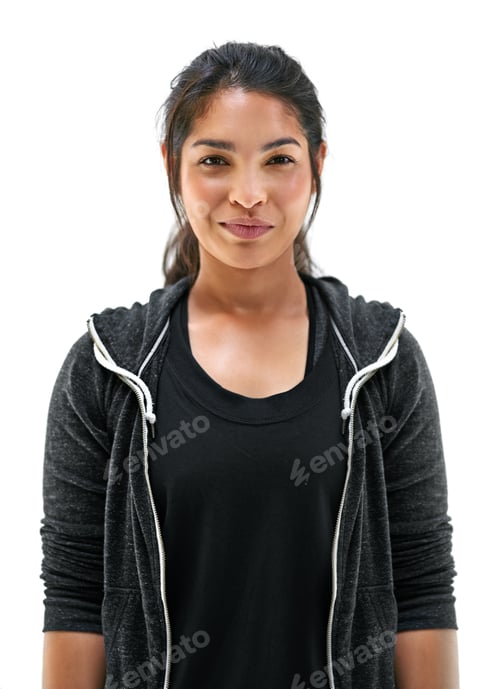 Preview: Portrait of a fit young woman in sports clothing posing against a white background