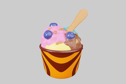 Preview: Cartoon ice cream cup with spoon
