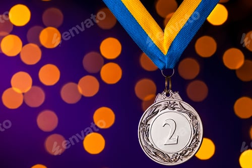Preview: Silver second place runner up medallion on ribbon