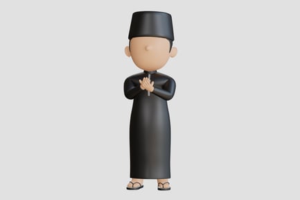 Preview: 3D Islamic Character in Dua Pose