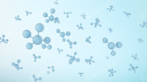 Preview: Molecules or atom isolated on blue background