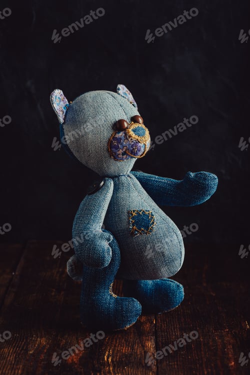 Preview: Handmade Jeans Bear Toy
