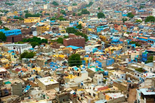 Preview: Aerial view of Jodhpur Blue City. Jodphur, Rajasthan, India