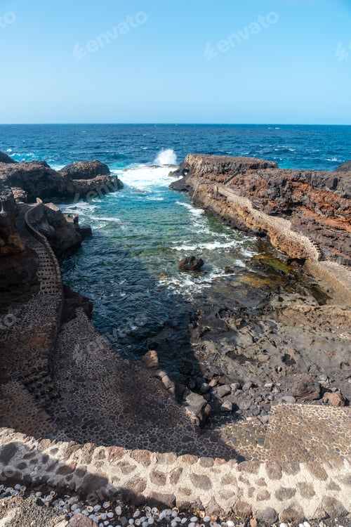 Preview: View of Charco Manso from above on the island of El Hierro in summer. Canary Islands