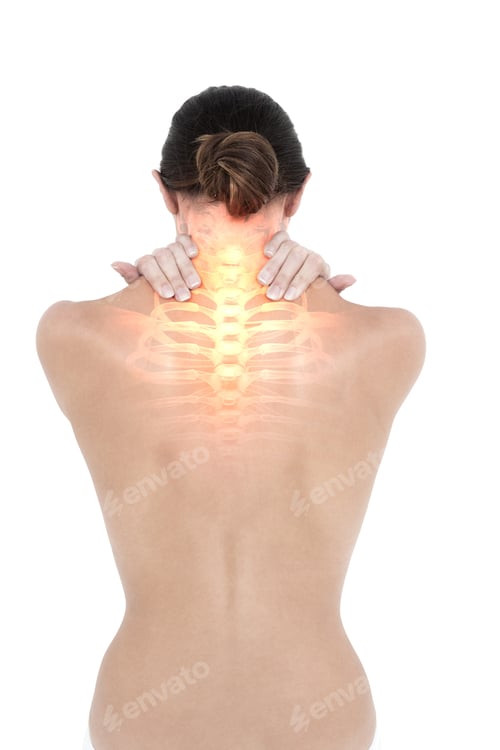 Preview: Digital Composite Of Highlighted Neck Pain Of Woman