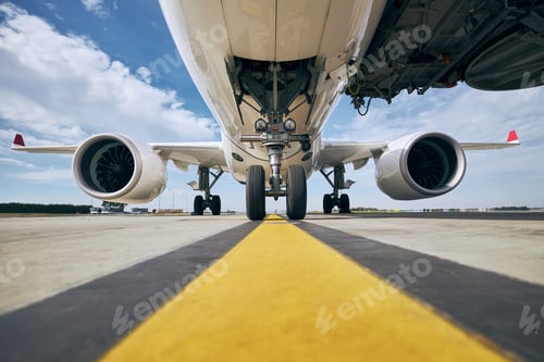 Preview: Front view of airplane at airport