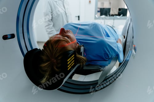 Preview: Patient undergoing MRI scan in modern medical facility