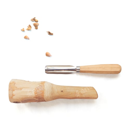 Preview: Isolated closeup shot of a piece of wood in front of a white background