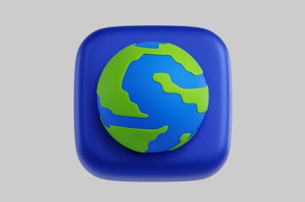 Preview: Rounded earth graphic with blue icon