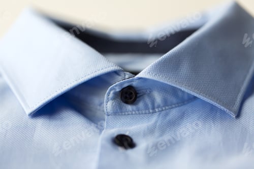 Preview: close up of blue shirt collar