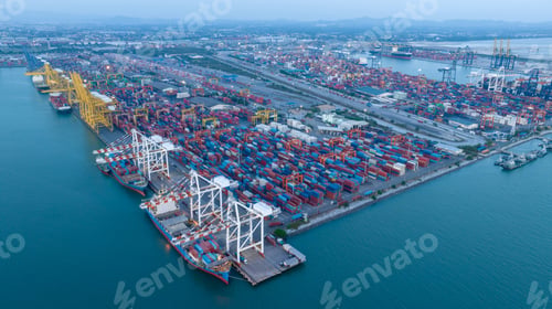 Preview: Shipyard Cargo Container Sea Port Freight forwarding service logistics and transportation.