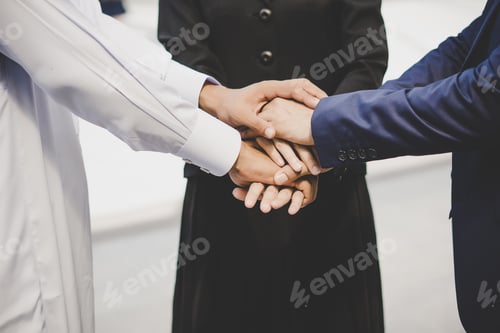 Preview: Business Team Stack Hands Support Start up New Project.