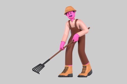 Preview: Pink farmer with rake