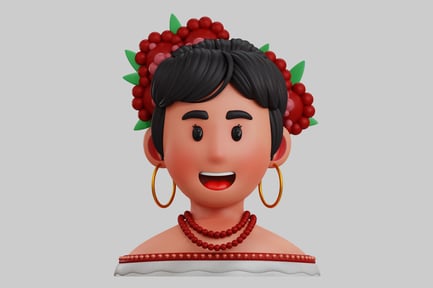 Preview: Cartoon woman with flower crown