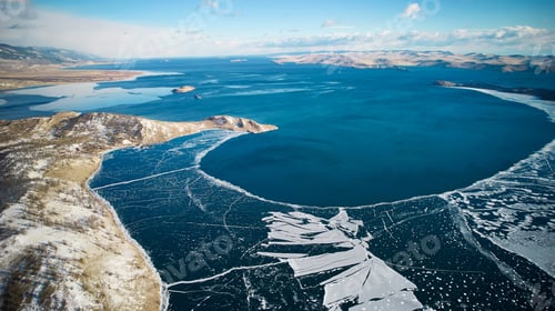 Preview: Lake Baikal in December. View of the frozen Kurkut Bay