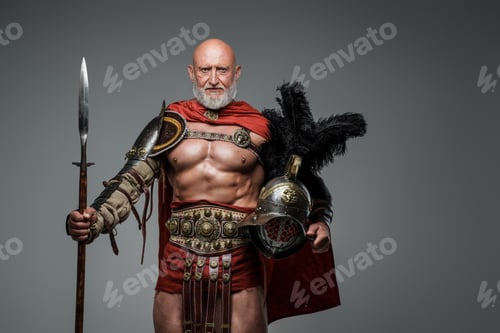 Preview: Bald bearded gladiator of mature age