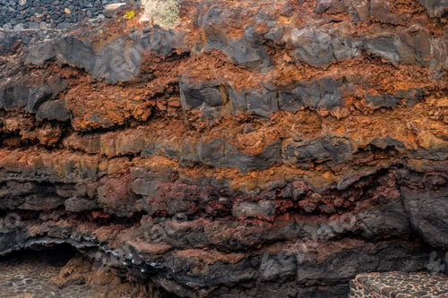 Preview: Detail of the volcanic colors in the stones in Charco Manso on the island of El Hierro. Canary