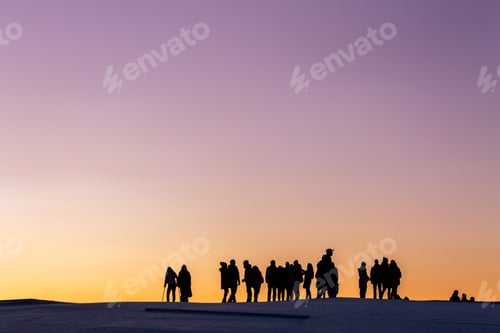 Preview: People's silhouettes on rooftop