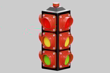 Aperçu: Feu de signalisation avec signaux rouges, verts et jaunes