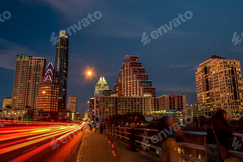 Preview: Night view of the traffic and buildings in Austin, Texas